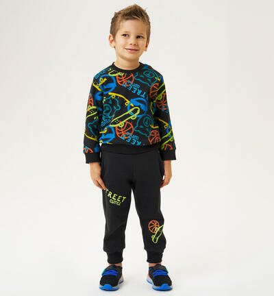 Boy's tracksuit with prints BLACK