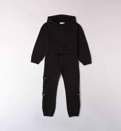 100% cotton tracksuit for girls BLACK