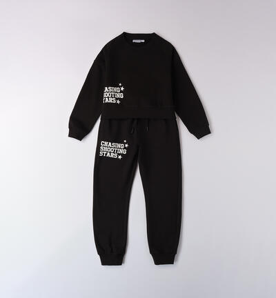 Tracksuit with prints for girls BLACK