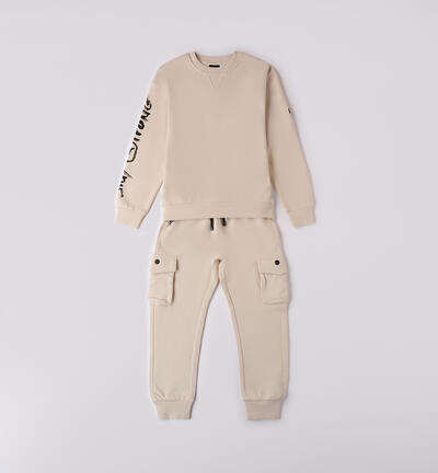 100% cotton tracksuit for boys BEIGE