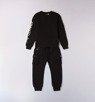 100% cotton tracksuit for boys BLACK