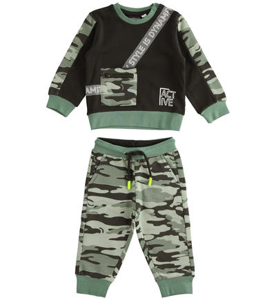Tuta sportiva bambino camouflage 100% cotone NERO