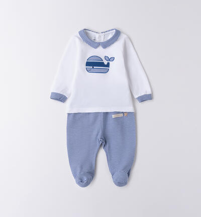 Tutina due pezzi neonato cotone BIANCO