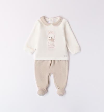 Chenille jumpsuit for baby boy CREAM