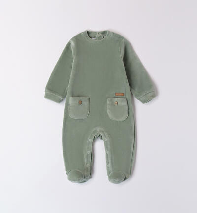 Tutina neonato con tasche VERDE