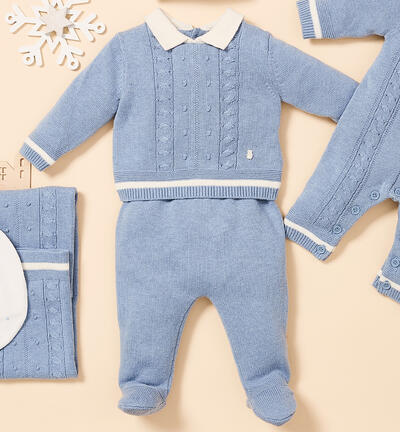 Tricot jumpsuit for baby boy LIGHT BLUE