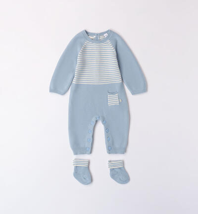 Boys' babygrow in tricot LIGHT BLUE