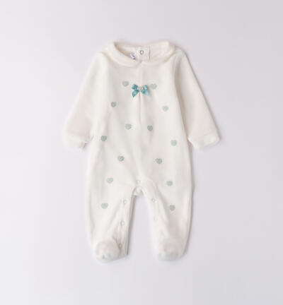 Chenille jumpsuit for baby girl CREAM