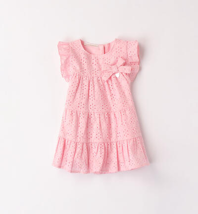 Girls' dress in broderie anglaise PINK