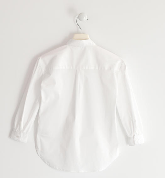 Camicia per bambina in popeline stretch di cotone per bambina da 6 a 16 anni Sarabanda BIANCO-0113