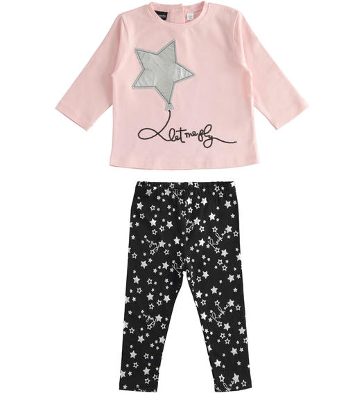 Completo bambina maglietta e leggings con stelle da 12 mesi a 8 anni Sarabanda ROSA-2715