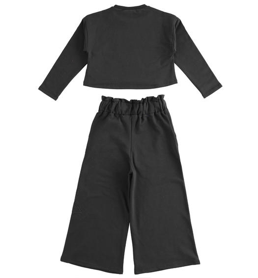 Completo felpa e particolare pantalone per bambina da 6 a 16 anni Sarabanda NERO-0658