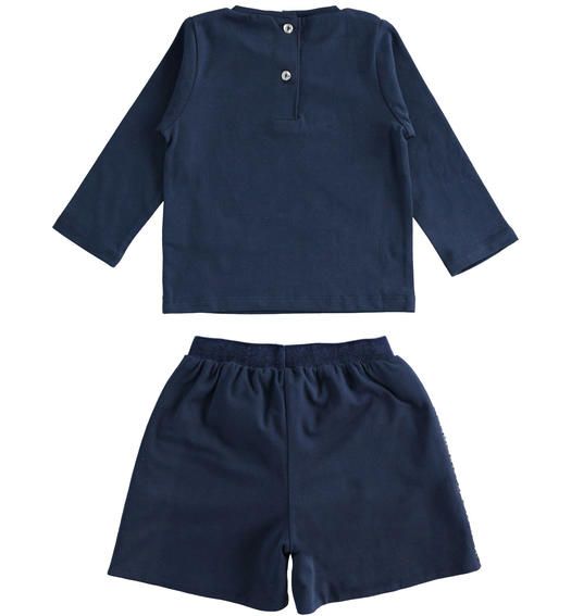 Completo pantaloncini e maglietta per bambina da 9 mesi a 8 anni Sarabanda NAVY-3854