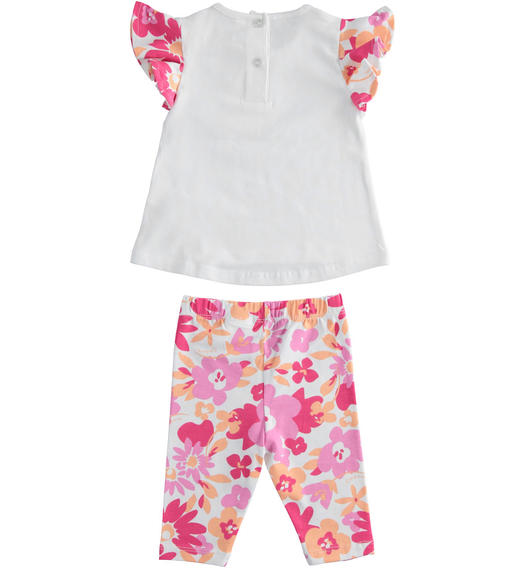 Completo per bambina t-shirt e leggings fantasia floreale da 12 mesi a 8 anni Sarabanda BIANCO-0113