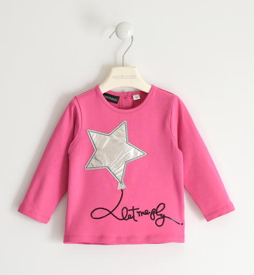 Maglietta bambina con stella laminata da 12 mesi a 8 anni Sarabanda ROSA-2427