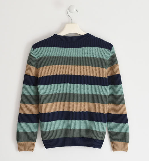 Maglione in tricot colorato ragazzo da 8 a 16 anni Sarabanda VERDE SCURO-4254