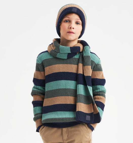 Maglione in tricot colorato ragazzo da 8 a 16 anni Sarabanda VERDE SCURO-4254