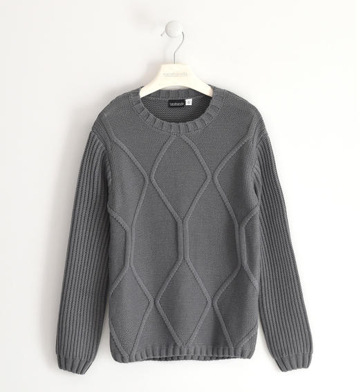 Maglione ragazzo in tricot da 8 a 16 anni Sarabanda GRIGIO SCURO-0564