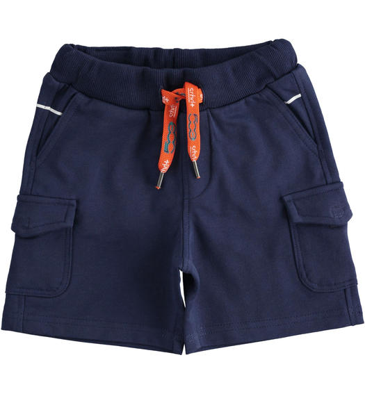 Pantalone corto per bambino con tasche 100% felpa cotone organico Fiat Nuova 500 da 6 mesi a 8 anni Sarabanda NAVY-3854