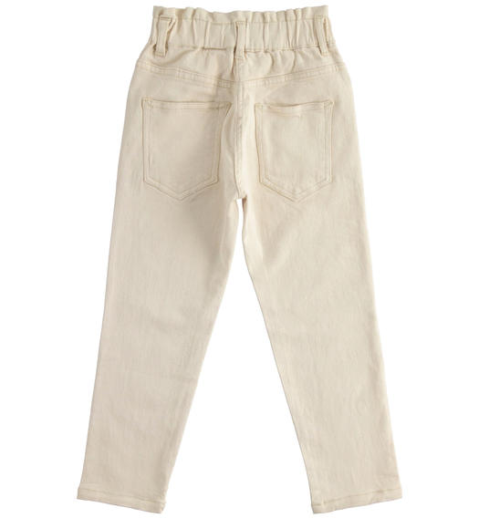 Pantalone in twill con vita arricciata per bambina da 6 a 16 anni Sarabanda BEIGE-0157