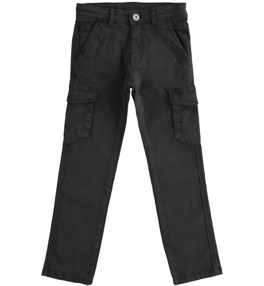 Pantalone modello cargo in twill regular fit per bambino da 6 a 16 anni Sarabanda NERO-0658