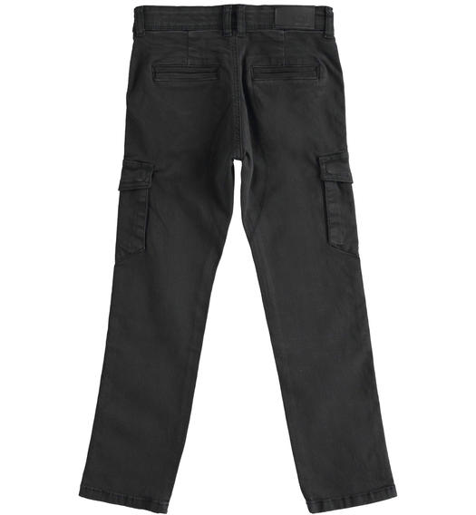Pantalone modello cargo in twill regular fit per bambino da 6 a 16 anni Sarabanda NERO-0658