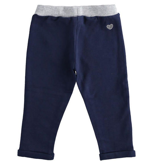 Pratico pantalone in felpa stretch con elastico stampato per bambina da 6 mesi a 7 anni Sarabanda GRIGIO-BLU-6RR7