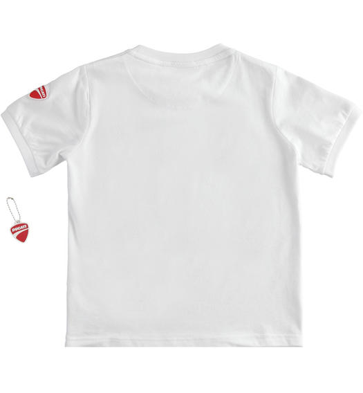 T-shirt 100% cotone bambino con stampa Sarabanda interpreta Ducati da 3 a 16 anni Sarabanda BIANCO-0113