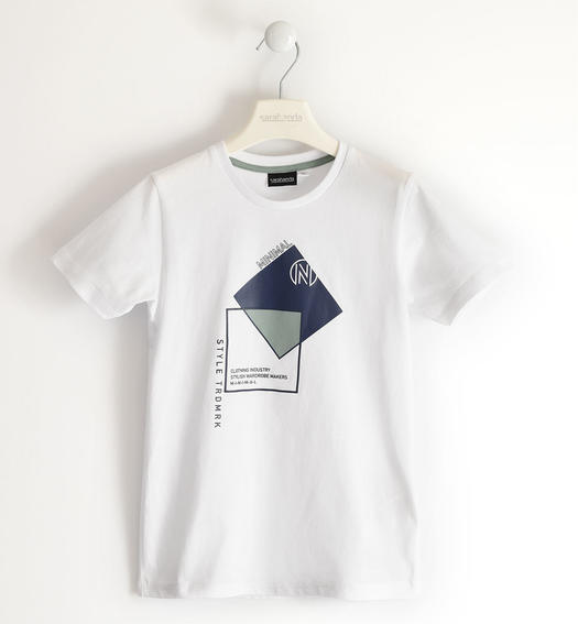 T-shirt 100% cotone per bambino con stampe diverse da 8 a 16 anni Sarabanda BIANCO-0113