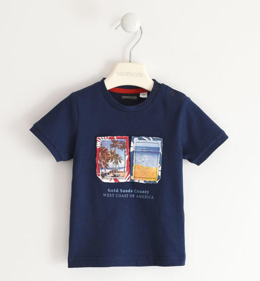 T-shirt 100% cotone per bambino con stampa fotografica da 6 mesi a 8 anni Sarabanda NAVY-3854