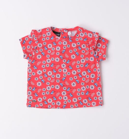 T-shirt a fiori bambina da 9 mesi a 8 anni Sarabanda BIANCO-ROSSO-6VG3
