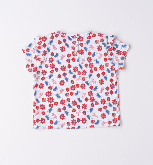T-shirt a fiori bambina da 9 mesi a 8 anni Sarabanda BIANCO-INDIGO-6VG8