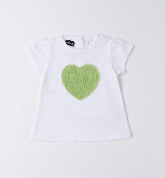 T-shirt bambina cuore da 9 mesi a 8 anni Sarabanda BIANCO-0113