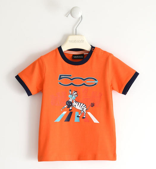 T-shirt in cotone organico con zebra e stampa fotosensibile per bambino Fiat Nuova 500 da 6 mesi a 8 anni Sarabanda ARANCIO-1855