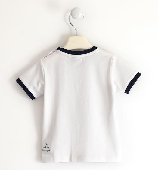 T-shirt in cotone organico con zebra e stampa fotosensibile per bambino Fiat Nuova 500 da 6 mesi a 8 anni Sarabanda BIANCO-0113