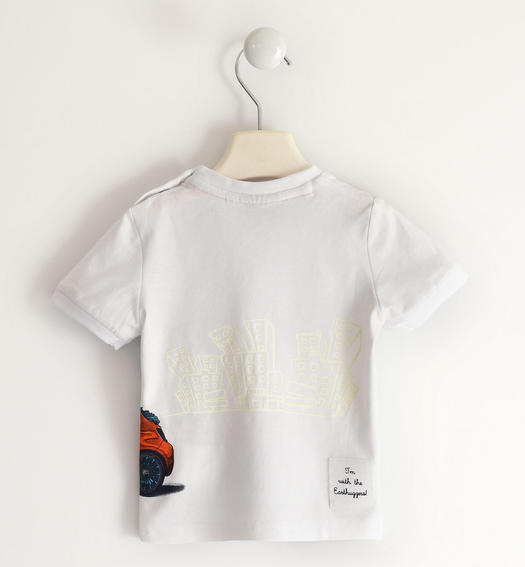 T-shirt in cotone organico per bambino con stampa fotosensibile Fiat Nuova 500 da 6 mesi a 8 anni Sarabanda BIANCO-0113