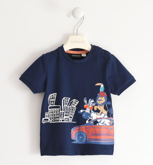 T-shirt in cotone organico per bambino con stampa fotosensibile Fiat Nuova 500 da 6 mesi a 8 anni Sarabanda NAVY-3854