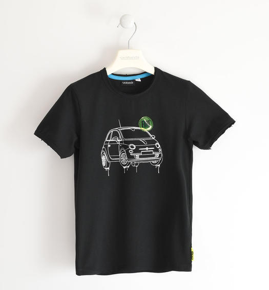 T-shirt per bambino con stampa Fiat 500 e badge da 8 a 16 anni Sarabanda NERO-0658