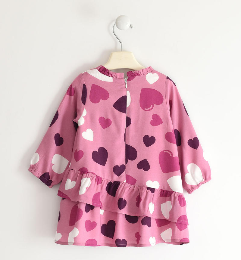 Abito bambina all over di cuori da 9 mesi a 8 anni Sarabanda PANNA-ROSA-6UN5