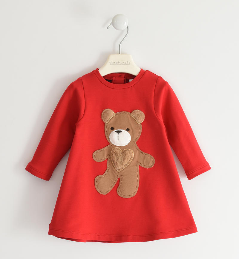 Abito bambina con orsetto da 9 mesi a 8 anni Sarabanda ROSSO-2253