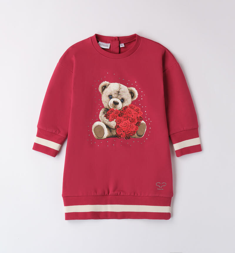 Dress with bear for girls BORDEAUX-2652