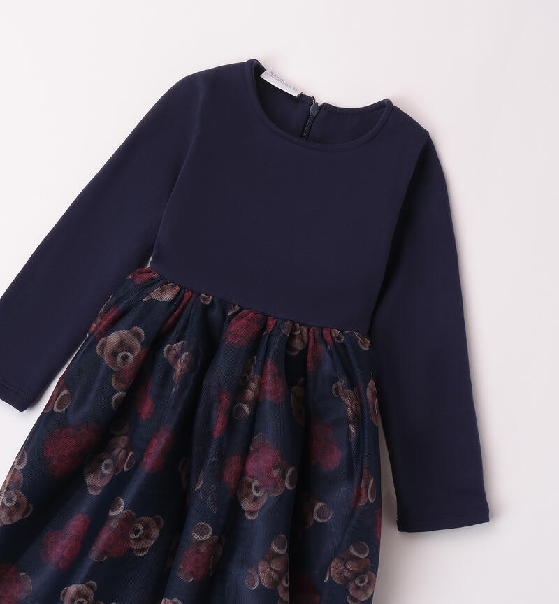 Dress with tulle for girls NAVY-3854