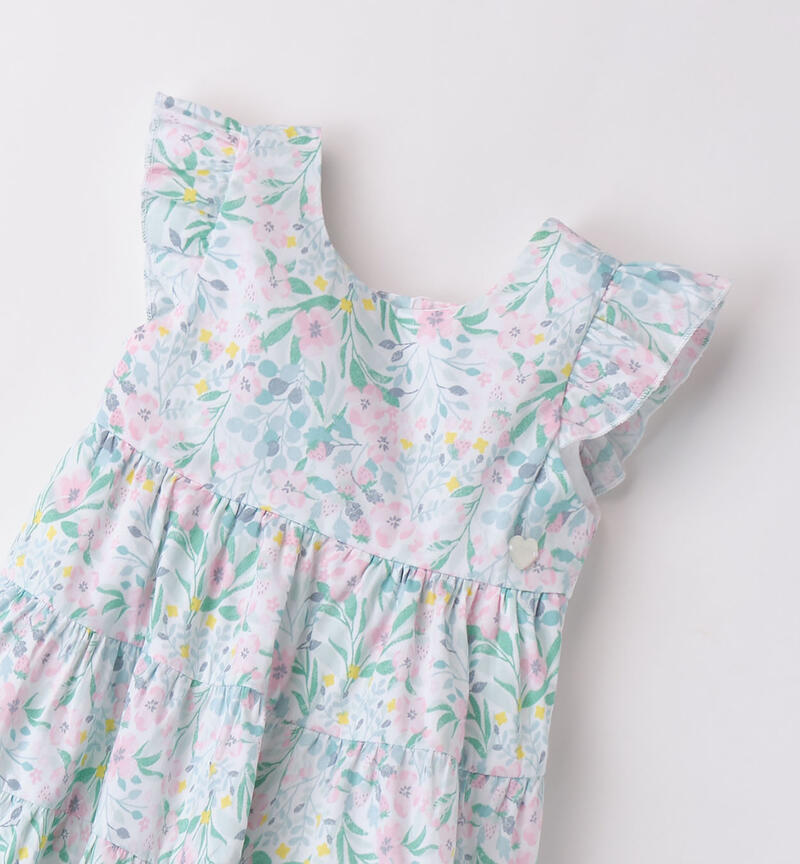 Girls' floral summer dress BIANCO-ROSA-6AAS