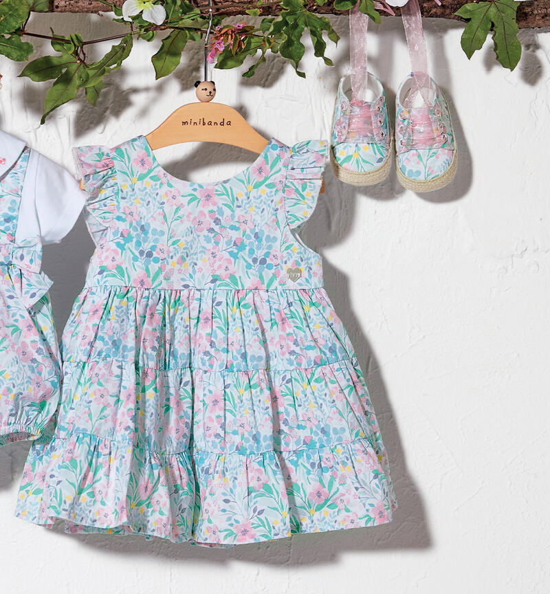 Girls' floral summer dress BIANCO-ROSA-6AAS