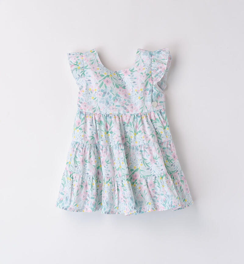 Girls' floral summer dress BIANCO-ROSA-6AAS