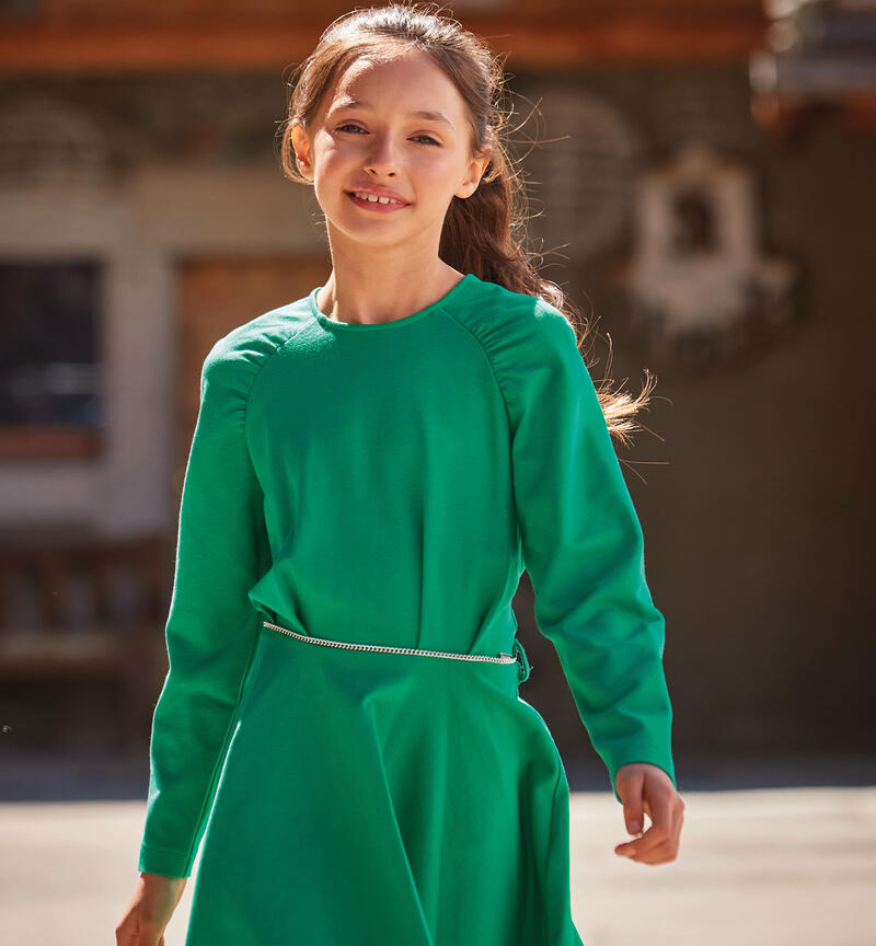 Sarabanda dress with belt for girls from 8 to 16 years VERDE-5156
