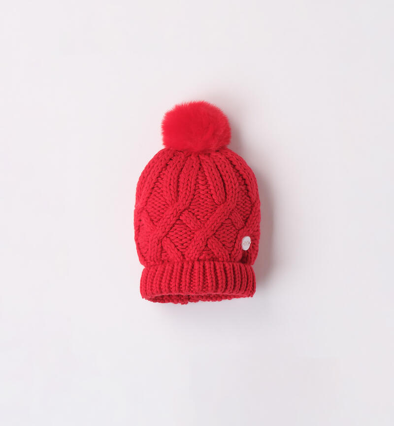 Newborn hat with pompom ROSSO-2253