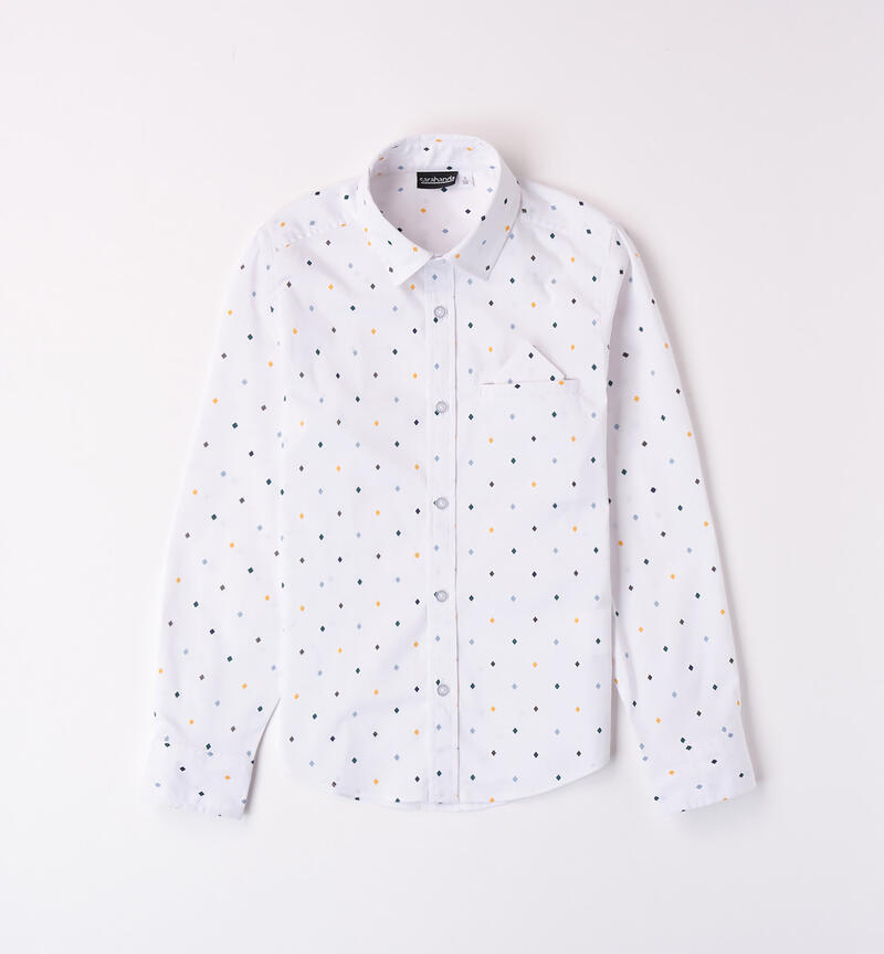 Sarabanda polka dot shirt for boys from 8 to 16 years BIANCO-MULTICOLOR-6K52