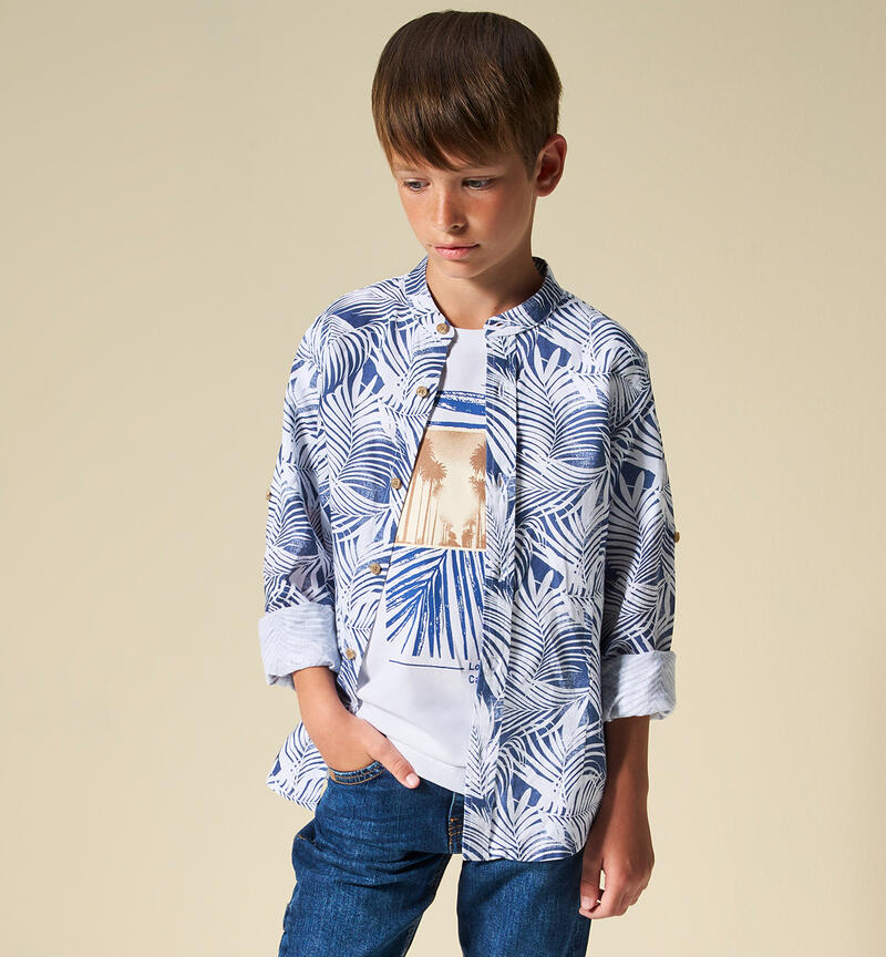 Camicia alla coreana ragazzo BIANCO-AVION-6BPE