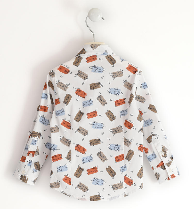 Camicia bambino con cagnolini da 9 mesi a 8 anni Sarabanda BIANCO-MULTICOLOR-6UP4